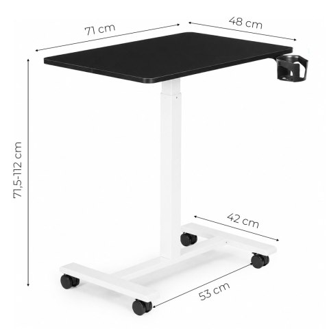 Mobilne biurko 70x48 cm stolik pod laptopa regulacja wysokości 71,5-112 cm czarny blat ModernHome