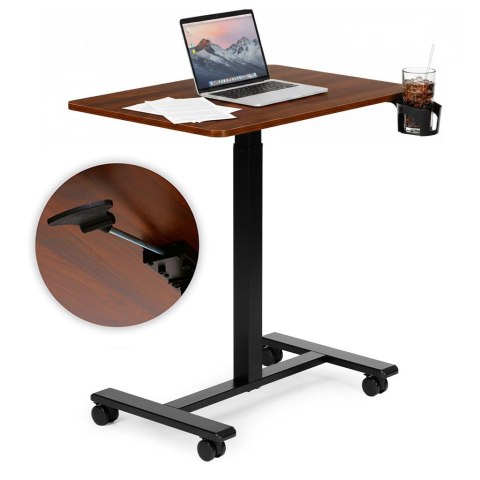 Mobilne biurko 70x48 cm stolik pod laptopa regulacja wysokości 71,5-112 cm drewniany blat ModernHome