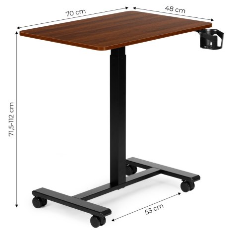 Mobilne biurko 70x48 cm stolik pod laptopa regulacja wysokości 71,5-112 cm drewniany blat ModernHome