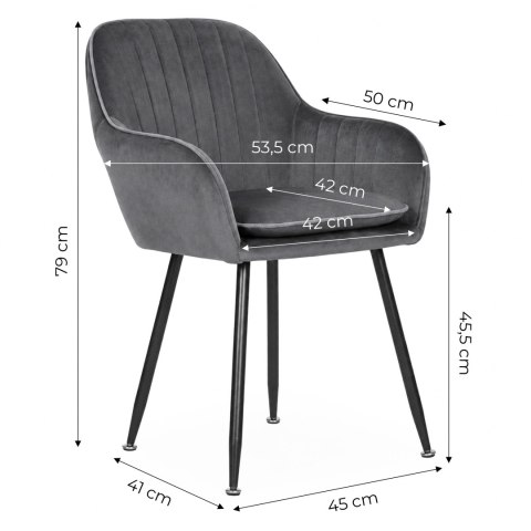 Zestaw 2x krzesło tapicerowane welurowe nowoczesne do jadalni salonu ciemny szary ModernHome