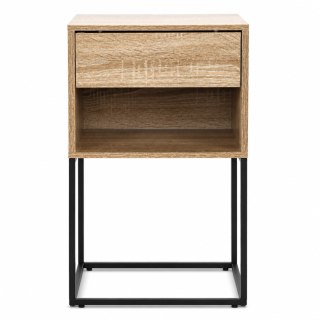 Szafka nocna z szufladą i półką stolik do sypialni salonu jasny dąb loftowy ModernHome