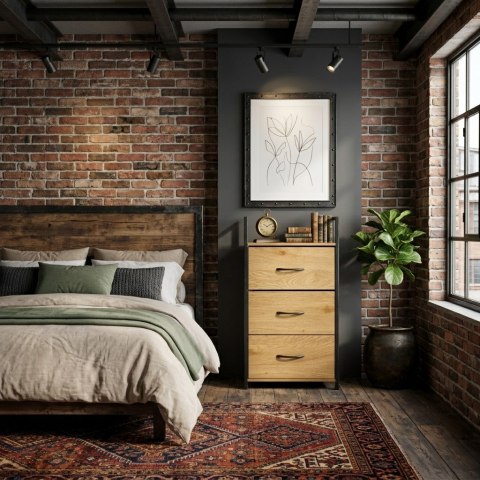 Szafka z 3 szufladami materiałowymi regał cm organizer tekstylny loft ModernHome