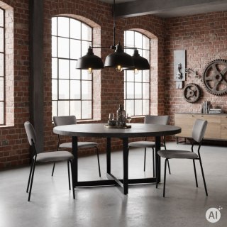 Komplet 4 krzeseł welurowych tapicerowanych do jadalni i salonu ciemny szary ModernHome