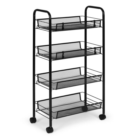 Metalowy regał mobliny organizer łazienkowy kuchenny z 4 półkami kółka czarny ModernHome