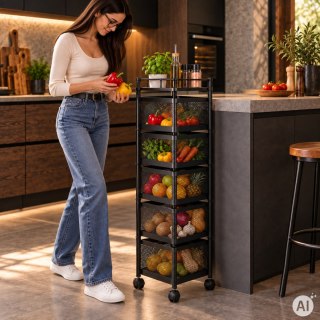 Regał kuchenny pomocnik organizer obrotowe półki 5 poziomów metal ModernHome