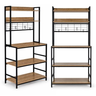 Regał kuchenny z półkamni stojak 84 cm 6 poziomów haczyki loft jasny dąb ModernHome