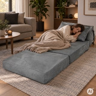 Sofa rozkładana 2w1 jednoosobowa piankowa z funkcją spania materac 190x70 cm ModernHome