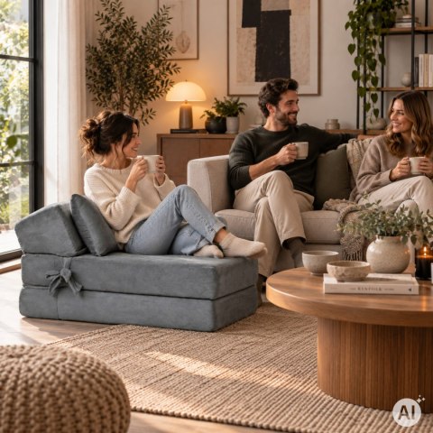 Sofa rozkładana 2w1 jednoosobowa piankowa z funkcją spania materac 190x70 cm ModernHome