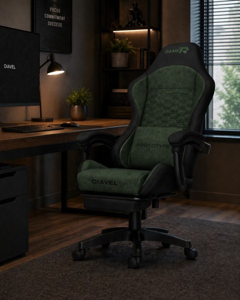 Fotel obrotowy gamingowy DIAVEL PRO ALCANTARA GREEN XL
