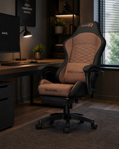 Fotel obrotowy gamingowy DIAVEL PRO FABRIC BROWN XL OUTLET