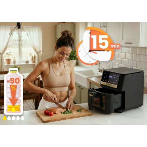 Frytkownica beztłuszczowa Air fryer + papier do pieczenia Berdsen BD-655 czarna