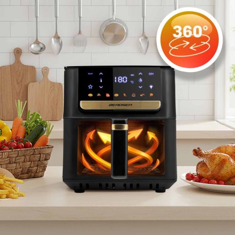 Frytkownica beztłuszczowa Air fryer + papier do pieczenia Berdsen BD-655 czarna