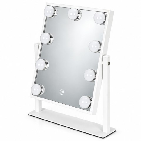 Lustro do makijażu LED 25x30 cm kosmetyczne podświetlane 3 barwy 9 żarówek ModernHome
