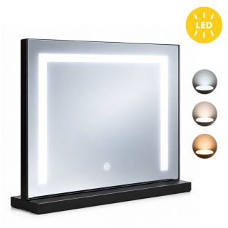 Lustro do makijażu LED 50x40 cm kosmetyczne podświetlane 3 barwy czarne ModernHome