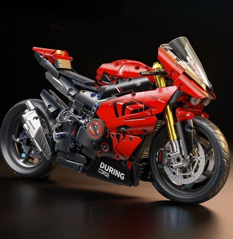 Klocki Konstrukcyjne Motocykl Ścigacz 1:5 45 cm 2050 el. Duży Model czerwony