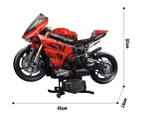 Klocki Konstrukcyjne Motocykl Ścigacz 1:5 45 cm 2050 el. Duży Model czerwony