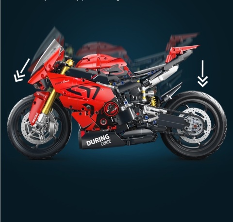 Klocki Konstrukcyjne Motocykl Ścigacz 1:5 45 cm 2050 el. Duży Model czerwony