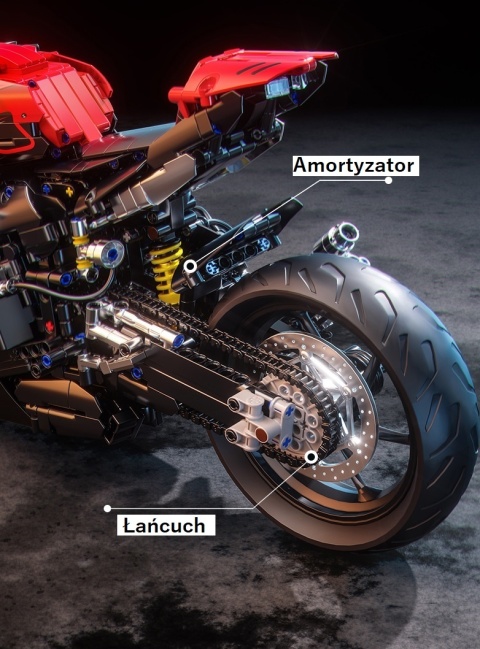 Klocki Konstrukcyjne Motocykl Ścigacz 1:5 45 cm 2050 el. Duży Model czerwony