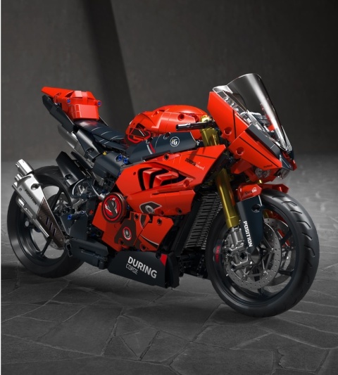 Klocki Konstrukcyjne Motocykl Ścigacz 1:5 45 cm 2050 el. Duży Model czerwony