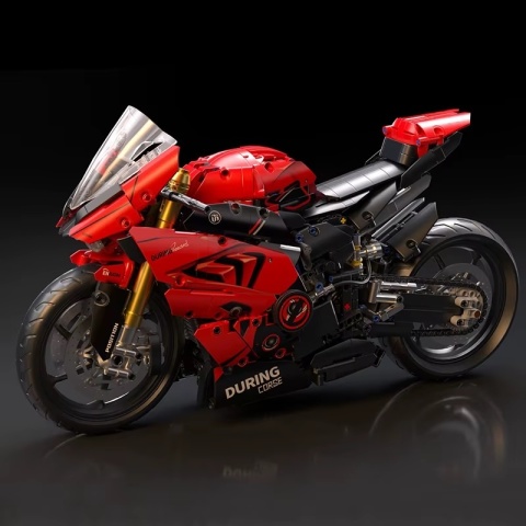 Klocki Konstrukcyjne Motocykl Ścigacz 1:5 45 cm 2050 el. Duży Model czerwony