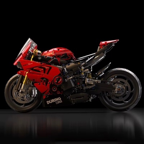 Klocki Konstrukcyjne Motocykl Ścigacz 1:5 45 cm 2050 el. Duży Model czerwony
