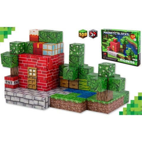 Klocki magnetyczne 108 szt kostki 2x2 cm klocki konstrukcyjne Ricokids RK-785