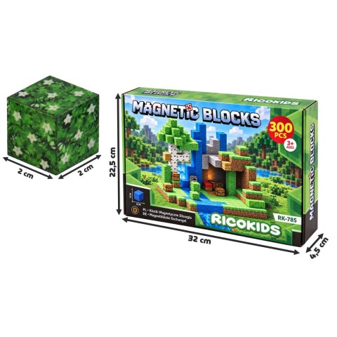 Klocki magnetyczne 300 szt kostki 2x2 cm klocki konstrukcyjne Ricokids RK-785