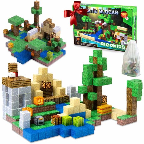 Klocki magnetyczne 400 szt kostki 2x2 cm klocki konstrukcyjne Ricokids RK-785