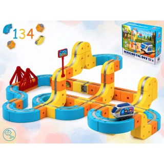 Kolejka magnetyczna tor elektryczny klocki konstrukcyjne 134 szt Ricokids RK-784