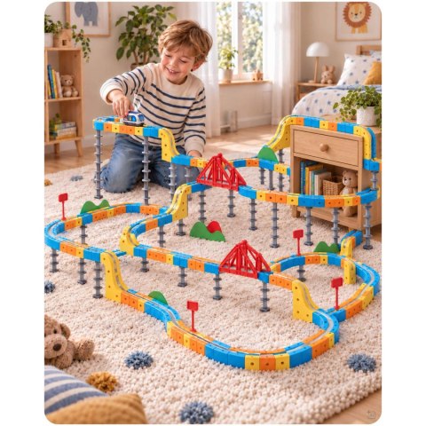 Kolejka magnetyczna tor elektryczny klocki konstrukcyjne 134 szt Ricokids RK-784