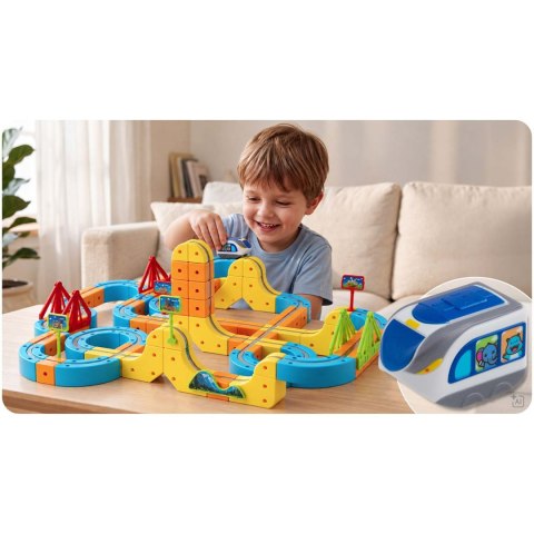 Kolejka magnetyczna tor elektryczny klocki konstrukcyjne 157 szt Ricokids RK-784