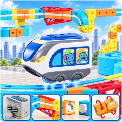 Kolejka magnetyczna tor elektryczny klocki konstrukcyjne 157 szt Ricokids RK-784