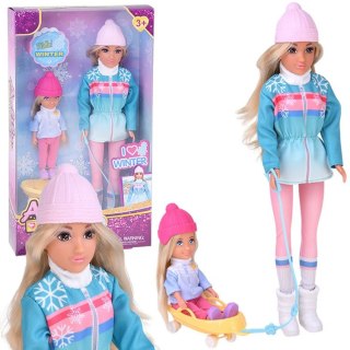 Anlily Lalka w stylu zimowym - mała i duża w kurtkach z sankami ZA6632