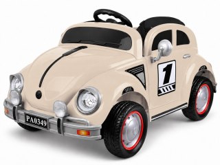 Autko na akumulator dla dziecka beżowy GARBUS retro efekt bujania PA0349