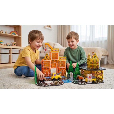 Klocki magnetyczne konstrukcyjne samojezdna koparka dźwig plac budowy Ricokids RK-783
