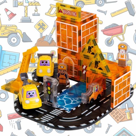Klocki magnetyczne konstrukcyjne samojezdna koparka dźwig plac budowy Ricokids RK-783