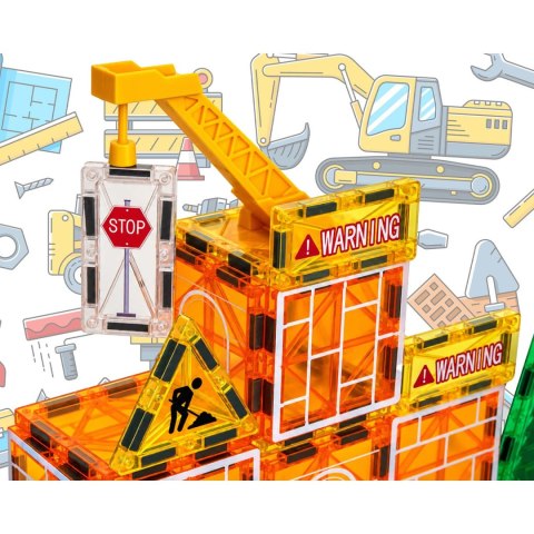 Klocki magnetyczne konstrukcyjne samojezdna koparka dźwig plac budowy Ricokids RK-783