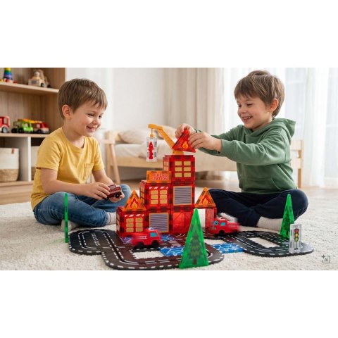 Klocki magnetyczne konstrukcyjne samojezdna straż pożarna Ricokids RK-783