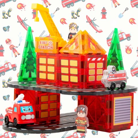 Klocki magnetyczne konstrukcyjne samojezdna straż pożarna Ricokids RK-783