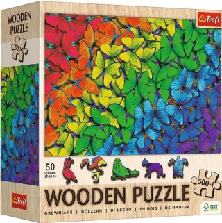 Puzzle drewniane 500+1 Tęczowe motyle TREFL