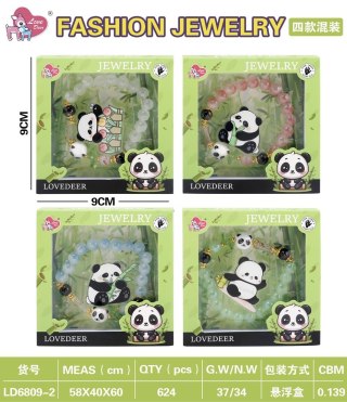 Zestaw Biżuterii Panda Zielona Bransoletka